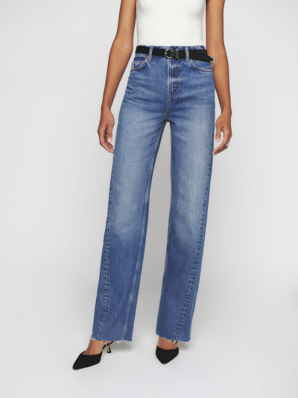 Reformation Wilder High Rise Wide Leg Jeans Juno Twisted Hem Size 25